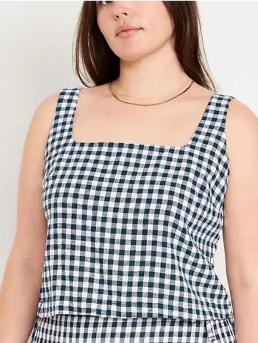 Old Navy Linen Skort and Tank Top Matching Set - Gingham Navy and White Plaid